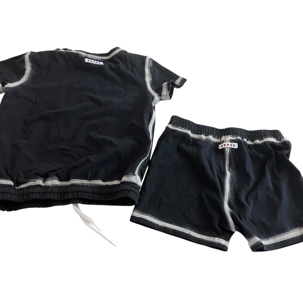 Five Star Boys Black White Ombre Trim Tshirt Shorts Set Outfit size 3 - Picture 4 of 5